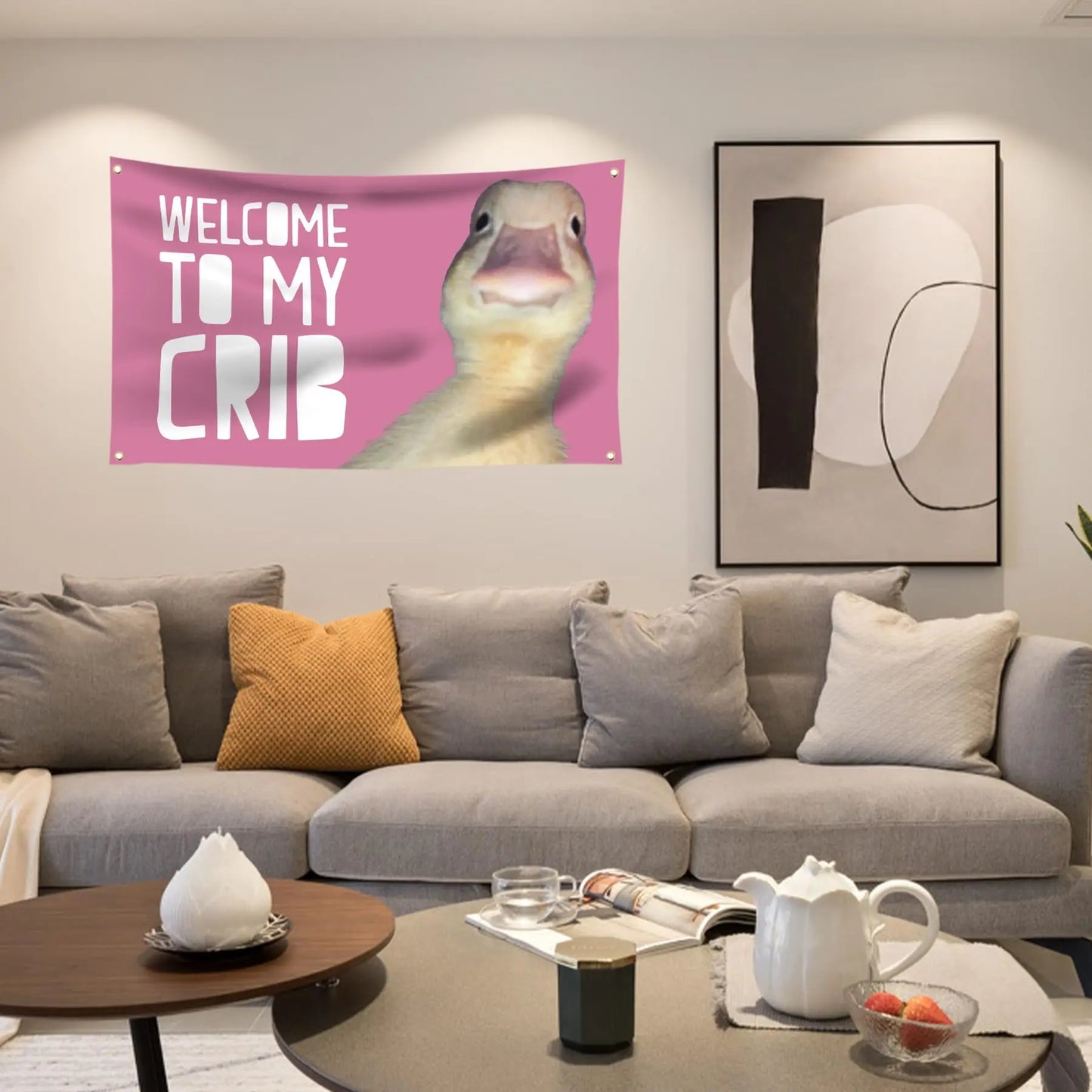 Welcome to My Crib Funny Flag 3X5 Ft for Bedrooms Living Rooms Bars College Dorms