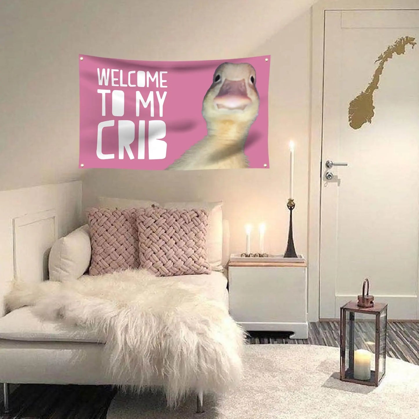 Welcome to My Crib Funny Flag 3X5 Ft for Bedrooms Living Rooms Bars College Dorms