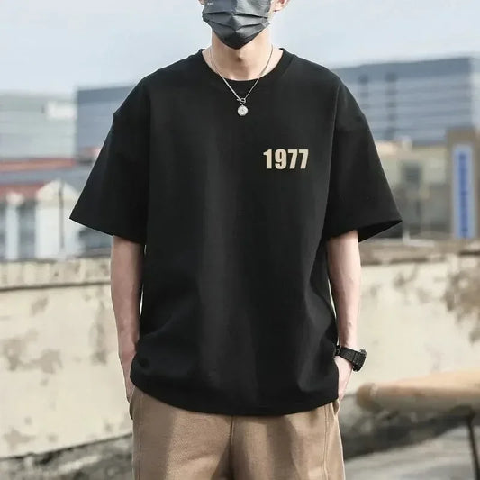 1977 Letter Print Men T Shirt Fashion Men